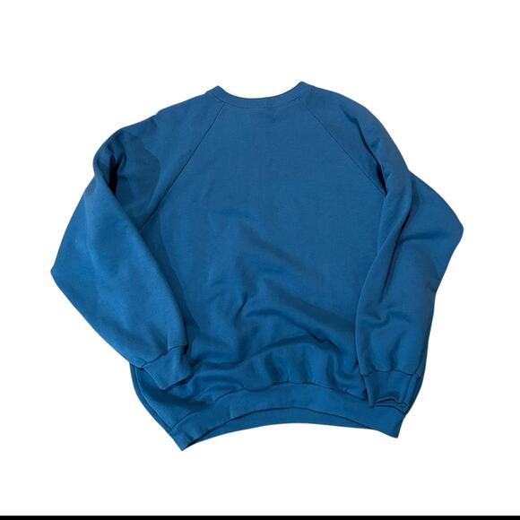 Vintage 90s Knit Swan Crewneck Sweatshirt Size Large Blue White Granny Cottage - Picture 2 of 5